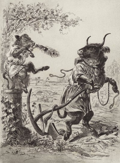 The Fables of Aesop: The Wanton Calf (litho) af Henry Louis Stephens