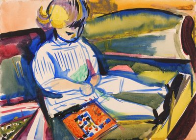 Barn på sofa, ca. 1914-1918. af Henry Lyman Saÿen