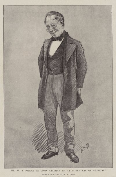 Mr WS Penley som Lord Markham i "A Little Ray of Sunshine" (litho) af Henry Marriott (after) Paget