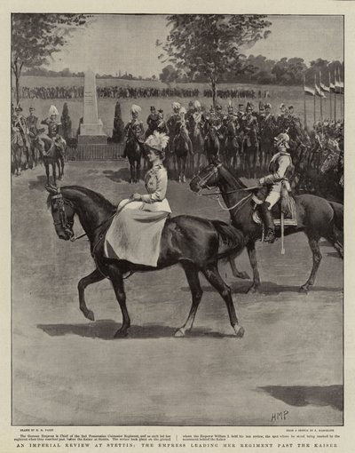 En kejserlig anmeldelse i Stettin, kejserinden fører sit regiment forbi kejseren af Henry Marriott Paget