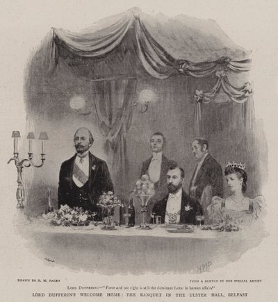 Lord Dufferin Velkommen hjem, banketten i Ulster Hall, Belfast af Henry Marriott Paget