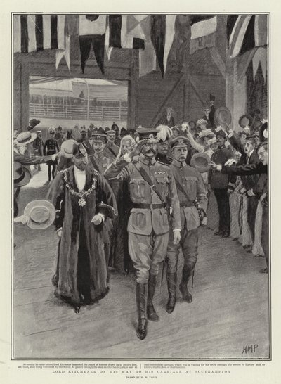 Lord Kitchener på vej til sin vogn i Southampton af Henry Marriott Paget