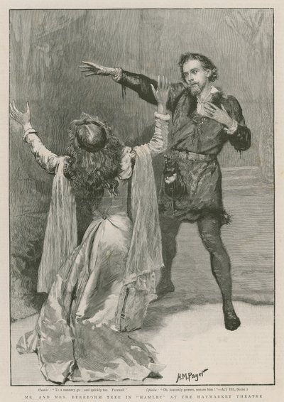 Mr og Mrs Beerbohm Tree i Hamlet på Haymarket Theatre (gravering) af Henry Marriott Paget