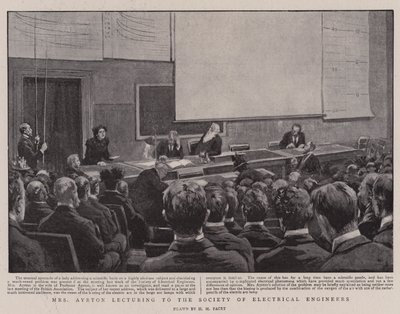 Fru Ayrton holder foredrag for Society of Electrical Engineers af Henry Marriott Paget
