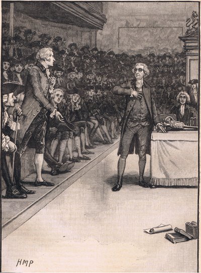 Scene i Underhuset: brud mellem Burke og Fox AD 1791 af Henry Marriott Paget