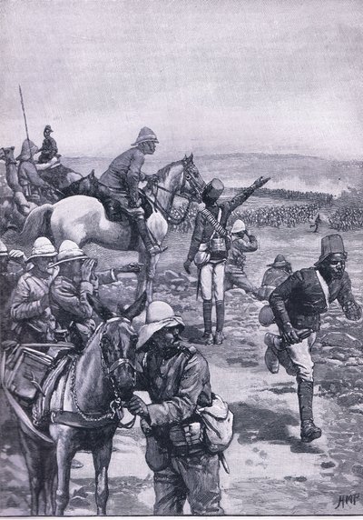 Slaget ved Omdurman: MacDonalds Brigade afviser Dervish-angrebet, illustration fra Cassells History of England, 1900-tallet af Henry Marriott Paget