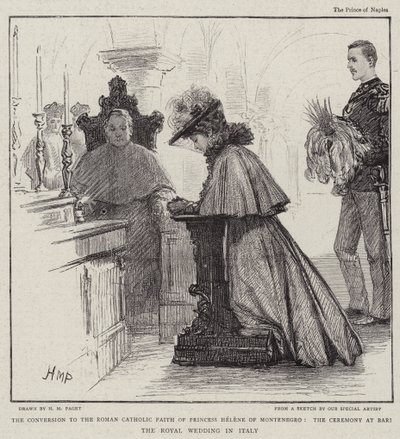 Prinsesse Helene af Montenegros omvendelse til den romersk-katolske tro, ceremonien i Bari det kongelige bryllup i Italien af Henry Marriott Paget