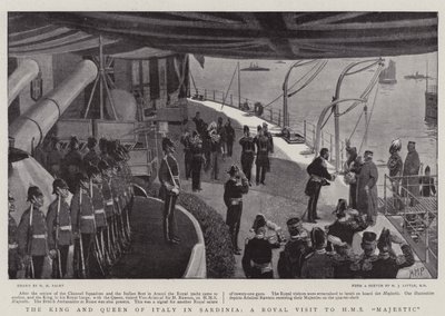 Kongen og Dronningen af Italien på Sardinien, et kongeligt besøg hos HMS Majestic af Henry Marriott Paget