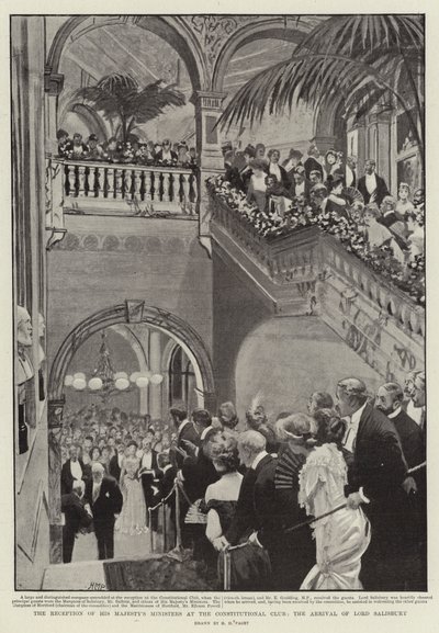 Modtagelsen af Hans Majestæts ministre i Constitutional Club, Lord Salisburys ankomst af Henry Marriott Paget