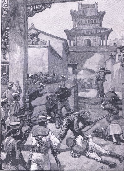 The War in China: The fighting in Tientsin, illustration fra Cassells History of England, 1900-tallet af Henry Marriott Paget