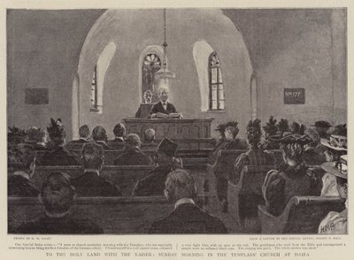 Til det hellige land med kejseren, søndag morgen i tempelriddernes kirke i Haifa af Henry Marriott Paget