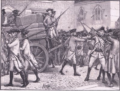 Tropper eskorterer det stemplede papir til Rådhuset, New York AD 1765 af Henry Marriott Paget