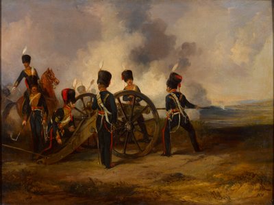 En Royal Horse Artillery gun besætning laster, 1844 ca af Henry Martens