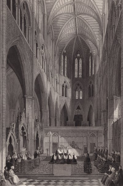 Indvielse af koloniale biskopper i Westminster Abbey, London (gravering) af Henry Melville