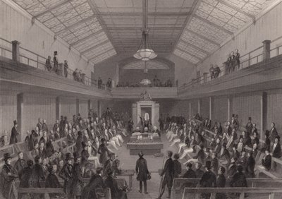 Taleren irettesætter en person i baren i House of Commons, Westminster, London (gravering) af Henry Melville