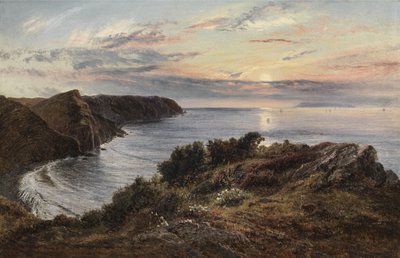 På tværs af Shipload Bay til Lundy Island, North Devon, 1859 af Henry Moore