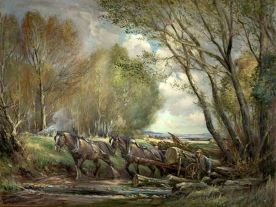 Hauling Timber, Stirlingshire, Skotland af Henry Morley