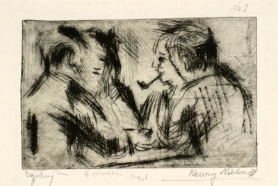 Fire mænd omkring et bord af Henry Nielsen