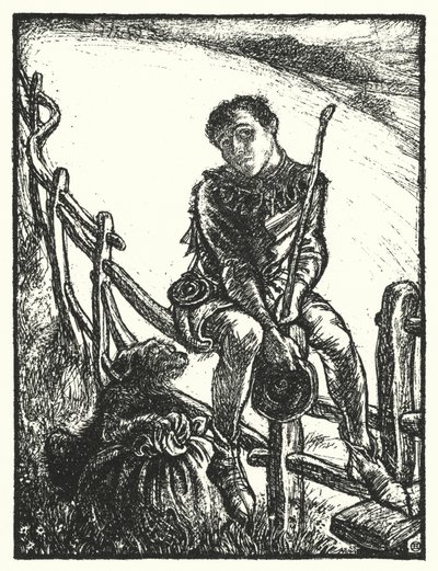 Shakespeare-sang: "Et lystigt hjerte går hele dagen, du trist, trætter i mile-a" (litho) af Henry Ospovat