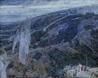 Engle viser sig foran hyrderne, ca. 1910. af Henry Ossawa Tanner