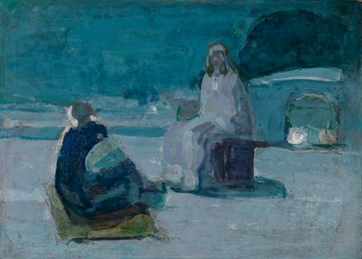 Studie for Kristus og Nikodemus på et tag, ca. 1923. af Henry Ossawa Tanner
