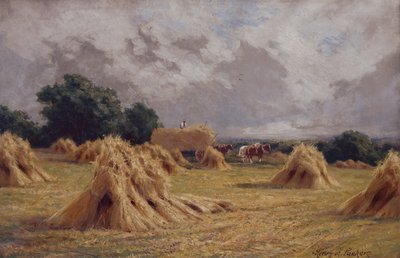 A Cornfield at Harlow, Essex (olie på lærred) af Henry Parker