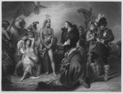 Spaniere og peruanere, fra billedet i Vernon Gallery (gravering) af Henry Perronet (after) Briggs
