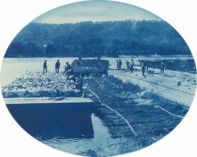 Opførelse af sten- og børstedæmning, lav]. Vand]. 1891 af Henry Peter Bosse