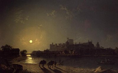 Moonlight View af Windsor Castle fra Themsen af Henry Pether