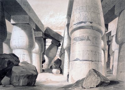 Interiør af den store sal i Karnac, Egypten, 1845 af Henry Pilleau