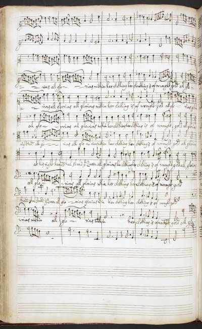 R.M.20.h.8 f.56v Autografmanuskript af hymner, velkomstsange og solosange, ca. 1680-90 (blæk på papir) af Henry Purcell