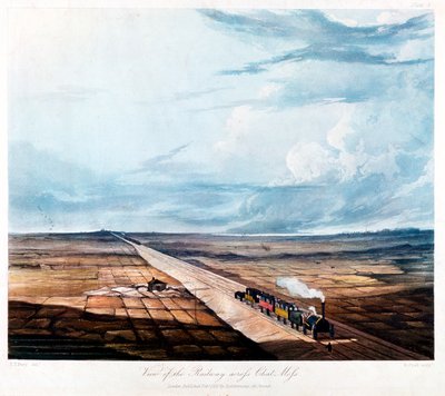 Tog krydser Chat Moss, Lancashire, 1831 af Henry Pyall