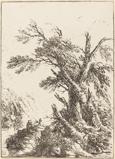 Landskab med gamle træer ved vand af Henry Richard Greville, 3rd earl of Warwick