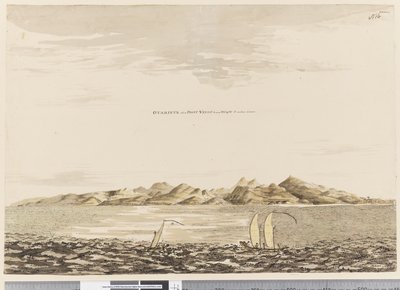 Side 16 Otaheite, når Point Venus bærer S.W. ved W. 5 miles væk, 1768-75 (wc) af Henry Roberts