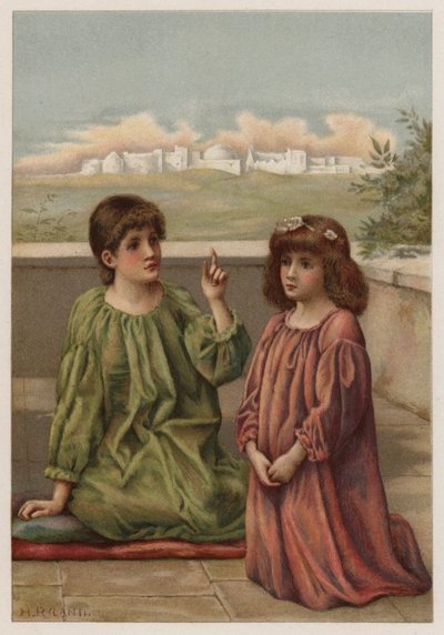 Listening Angels (farve litho) af Henry Ryland