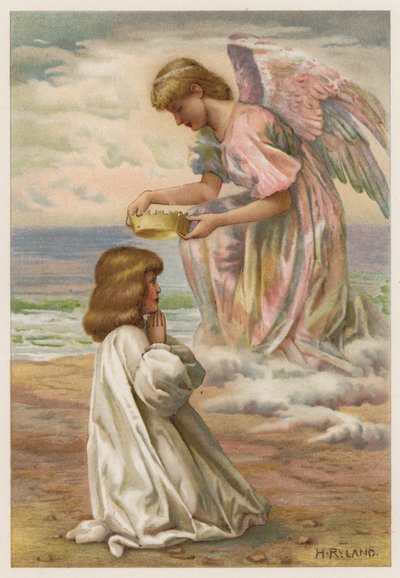 Kronen venter (farve litho) af Henry Ryland