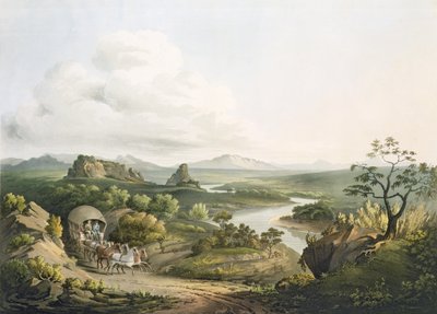 En udsigt nær Roode Sand Pass ved Kap det Gode Håb, indgraveret af J. Bluck (fl.1791-1831) 1809 (akvatint) af Henry Salt