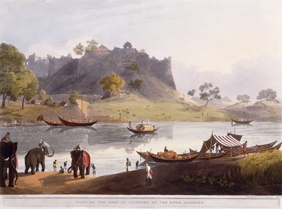 Ruinerne af havnen ved Juanpore ved floden Goomtee, 1824 af Henry Salt