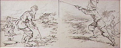 The Golfer Disturbed by a Windy Blast, illustration fra 