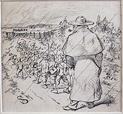 The School Boy Golfers in the Rain, illustration fra 