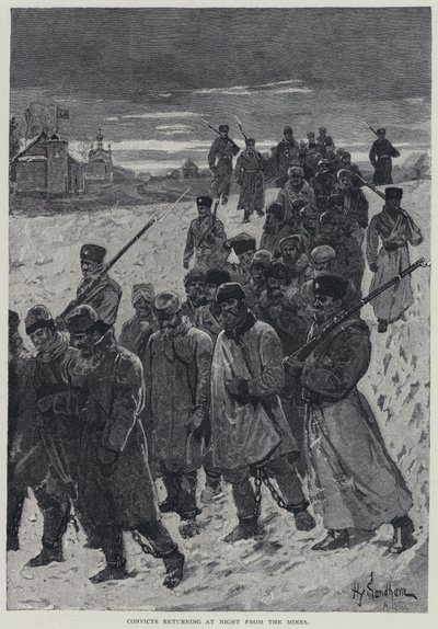 Kara, straffefanger, der vender tilbage om natten fra minerne (litho) af Henry Sandham