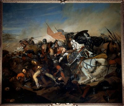 Udsigt over slaget ved Kassel den 23/08/1328, Filip VI af Valois sejr over den flamske hær Maleri af Henry Scheffer (1798-1862) 1837 søn. 4,65x5,43 m versailles, slottets museum af Henry Scheffer
