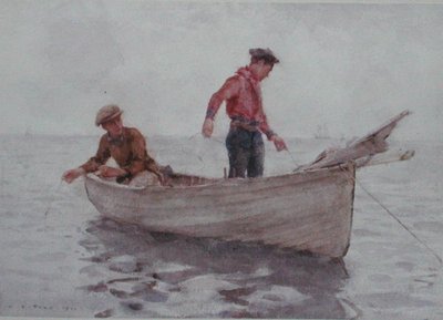 Drenge fisker ud for Newlyn af Henry Scott Tuke