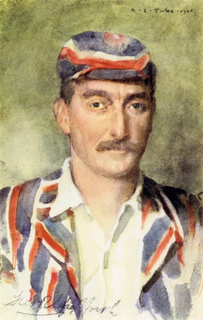 Frederick Robert "Fred" Spofforth, The Demon Bowler (farve litho) af Henry Scott Tuke