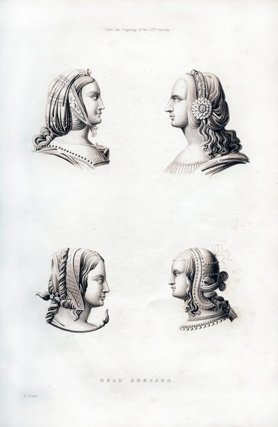 Hovedbeklædning, begyndelsen af det 16. århundrede, 1843. af Henry Shaw