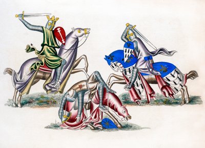Knights fighting, c1260, 1843. af Henry Shaw