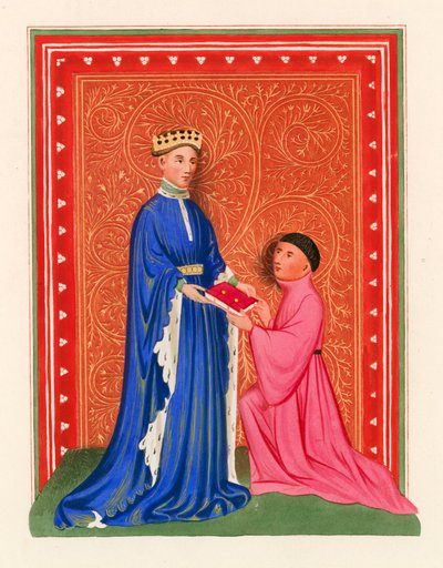 Occleve præsenterer sin bog til Henry V, c 1410 af Henry Shaw
