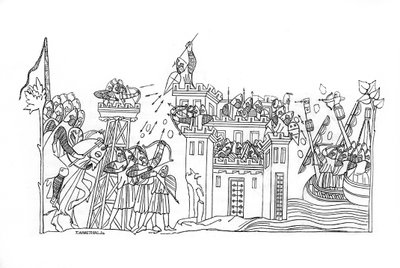 Belejringsscene, c1260, 1843. af Henry Shaw