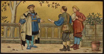 The Justice, plakette, der viser en illustration fra Shakespeares Seven Ages, Minton ware, Staffordshire, 1874 (emaljeret fajance) af Henry Stacey after Marks