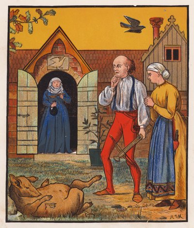 Skrædderen og kragen (farvelitografi) af Henry Stacy (after) Marks
